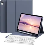 Zoyu dėklas su klaviatūra, skirtas ipad a16 2025 11-os kartos/ipad 10-os kartos 2022 10.9 colių, mink&scaron;tas tpu dėklas su ra&scaron;iklio laikikliu, magnetinė bluetooth nuimama klaviatūra, qwertz i&scaron;dėstymas, violetinė