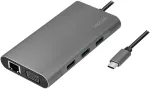 Logilink Ua0383 - usb 3.2 (gen 1) doko stotis su 10 prievadų ir pd (power delivery) 100 w, 1 x usb-c (pd) / 3 x usb 3.0 / 1 x hdmi / 1 x vga / 1 x rj45 / 1 x microsd / 1 x sd / 1 x 3.5 mm audio /