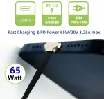 Usb-c kampinis 90 laipsnių 65w Pd greito įkrovimo laidas 75mm