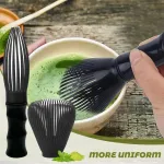 Yamobi Matcha &scaron;luotelės rinkinys, rankų darbo bambukinis chasen, matcha &scaron;luotelė, idealiai tinka matcha arbatai, matcha latte ir kitiems matcha gėrimams, įskaitant &scaron;luotelės laikiklį, juodas