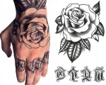 Tattooland laikina tatuiruotė nuplaunama didelė rožė su užra&scaron;u 'dream'
