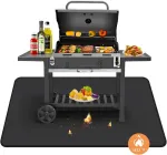 Digiroot ugniai atsparus kilimėlis 100 x 180 cm, sulankstomas grilio kilimėlis, grindų apsauga, silikoninis stiklo pluo&scaron;to kar&scaron;čiui ir vandeniui atsparus grilio kilimėlis bbq griliams, židiniui, grindims, vejai ir stovyklavimui, juodas