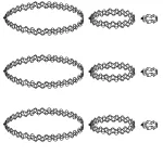 Sgerufz 3 rinkiniai 9 dalių choker tipo vėrinių rinkiniai, choker apyrankių žiedai, tampri tatuiruotės tipo vėrinys, elastingo tu&scaron;čiavidurio audinio papuo&scaron;alų rinkinys, apykaklė mergaitėms, moterims, vaikams