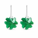 Diamond Sky Jewelry Sidabriniai auskarai moterims DiamondSky &bdquo;Clover (Emerald)&bdquo; su Swarovski kristalais