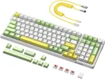 Ajazz Ak992 Hot Swap Seal mechaninė žaidimų klaviatūra + apvyniotas Usb-c kabelis, 18 Rgb ap&scaron;vietimų, 2.4ghz/bt5.0/usb-c, 1 medijos valdymo mygtukas, Pbt klavi&scaron;ų dangteliai, skirta Pc/win/mac (red Switch)