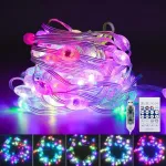 Geyueya Home 10 m Led dekoratyvinės lemputės su ki&scaron;tuku, 66 Led Rgbic dekoratyvinės lemputės su nuotolinio valdymo pulteliu Usb ir Bluetooth, lauko vidaus sodo terasos Helovino Kalėdų dekoracija