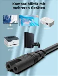 Bicmice 3m maitinimo laidas, ki&scaron;tuko tipas C euro ki&scaron;tukas į C7 lizdą, euro maitinimo laidas, smulkios buitinės technikos laidas, euro 8 Tv, Blu-ray, buitiniai prietaisai, maitinimo &scaron;altiniai - juodas