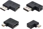 Chenyang Cy Mini Dp Displayport 1.4 8k 60hz į Dp Displayport adapteris, jungtis i&scaron; tėvi&scaron;kos į moteri&scaron;ką, 90 laipsnių kampu į kairę, Ultra Hd Uhd vaizdo kompiuteriui, ne&scaron;iojamam kompiuteriui, 4 vnt./rinkinys