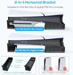 Fyoung horizontalus stovas, skirtas ps5 pro/ps5 slim su 14 rgb &scaron;viesų, neslystantis pagrindo stovas su 4 usb prievadais, skirtas playstation 5/ playstation 5 pro (juodas)