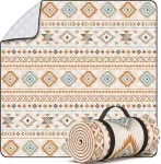 Uknowisa 5 sluoksnių i&scaron;kylos antklodė, kempingo antklodė, itin didelė 200 x 200 cm xxl, neper&scaron;lampama ne&scaron;iojama i&scaron;kylos antklodė, paplūdimio antklodė su ne&scaron;imo rankena, sulankstoma boho, skalbiama, skirta i&scaron;kyloms sode, smėlio paplūdimyje