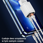 USAMS Tinklo įkroviklis 1xUSB-C+1xUSB T46 33W (only head) PD3.0 +QC3.0 Fast Charging juodos spalvos CC152TC01 (US-CC152)