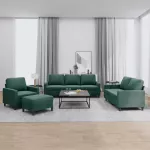 Sofa Sofos komplektas su pagalvėlėmis, 4 dalių, žalias, aksomas