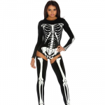 Forplay Leg Avenue Bad to the Bone Skeleton Bodysuit with Legwarmers XS/S