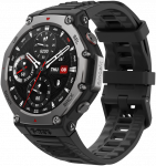 I&scaron;manusis laikrodis Amazfit T-Rex 3, Nerudijančio plieno korpusas su onikso spalvos silikoniniu dirželiu