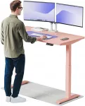 Elektrinis reguliuojamo auk&scaron;čio stalas Desktronic HomeOne Rožinis/Rožinis, 140x70cm, Dvigubas motoras, USB ir USB-C įkrovimo lizdai