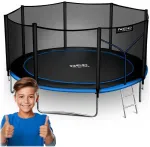 Lauko trampolinas 404 cm su apsaugos tinklu ir kopėčiomis, didelis batutas, kiemo batutas, vaiki&scaron;kas batutas