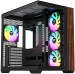 Thermaltake View 380 WS ARGB , Tower-case - juodas/holz, Tempered Glass x 2, Holz-Struktur