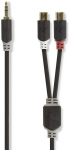 Nedis Stereo Audio kabelis jack 3.5 mm (M) - 2x RCA (F) 0.20 m juoda