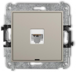 Karlik Elektrotechnik 60MGKBO-3 MINI Vieno kompiuterio lizdo mechanizmas 1xRJ45, kat. 6, 8 kontaktų, be ženklinimo lauko taupe 60MGKBO-3