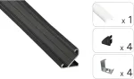 TEKKNI LED profilio komplektas BARDE kampinis, juodas, anoduotas, matinis dangtelis 2.02 m