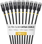 StarTech Kabelis sieciowy Juodas 0,3 m Cat6a U/FTP (STP) Okrągły (6ASTP34BKS30CM10PK)