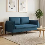 Dvita&scaron;kė sofa 2 vietos Mėlyna 188 x 81 x 89 cm Aksomas