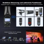 Objektyvas Godox V1s apvalus blykstė fotoaparatui 76 W Speedlite profesionali blykstė fotoaparatui 1/8000 Hss 2.4g belaidė X sistema Ttl su 2600 Mah ličio jonų baterija, suderinama su Sony A7iv A7iii A7riii A7rii A7c a6400 a6000 a9 a77