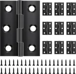 10 vnt. juodos nerūdijančio plieno lankstinės durų vyriai 44x31mm su varžtais