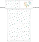 Patalynės komplektas Herding Babybest Little Turtle žieminė patalynė, pagalvės užvalkalas 40 x 60 cm su užlenkimu, antklodės užvalkalas 100 x 135 cm, su užtrauktuku, 100% medvilnė/flanelė, balta