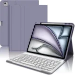 Wavata Klaviatūra, skirta Ipad Pro 12.9 6/5/4/3 kartai, dėklas su klaviatūra, skirta Ipad Air 13 2024 klaviatūrai Qwertz i&scaron;dėstymas, magnetinė nuimama klaviatūra, violetinė