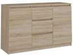 Komoda 2d3s 120cm ąžuolas sonoma spintelė 2 durų 3 stalčių svetainei