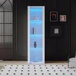 Fotelis Vitrina su auk&scaron;tu blizgesiu Led, vertikali vitrina, auk&scaron;ta spintelė 166 cm