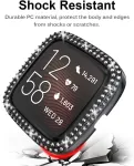 Miimall blizgantis dėklas su rhinestones, kietas pc apsauginis smūgiams atsparus įbrėžimams atsparus bling diamond bumper dėklas, skirtas Fitbit Versa 2 - juodas