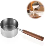 Nerūdijančio plieno pieno puodas mažas, sviesto lydymo indas, nerūdijančio plieno &scaron;okolado lydymo indas, sviesto lydymo indas, medinė rankena, 250 ml, skirtas pienui, padažui, padažams, makaronams, kavai, arbatai ir sriuboms
