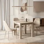 Mebel Elite I&scaron;skleidžiamas stalas, 80&ndash;160 cm, macadamia rie&scaron;uto spalvos