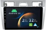 Automagnetola Yuntx Android 14 automobilinis radijas Ford Fiesta Mk Vi 5 Mk5 2002-2011-[integruotas Carplay/android Car/gps]-9 colių Ips jutiklinis ekranas, vairo Valdymas/mirrorlink/bluetooth 5.0/wifi/usb/kamera