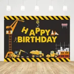 Generisch Statybinės technikos gimtadienio &scaron;ventės fonas 150x100 cm