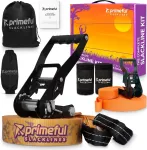 Primeful&reg; Slackline vaikams ir suaugusiems - 18.5 m ilgio, įskaitant mank&scaron;tos vadovą, rankų treniruoklį ir medžių apsaugą - auk&scaron;čiausios kokybės su ergonomi&scaron;ku terk&scaron;liniu mechanizmu ir ne&scaron;iojimo krep&scaron;iu - treniruokite kūno jėgą ir pusiausvyrą
