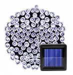 Saulės sodo girlianda 100 led 10m balkonui terasai sodui balta &scaron;alta