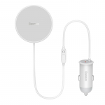 Baseus CW01 magnetinis automobilinio telefono laikiklis prie ventiliacijos tinklelio su automobiliniu įkrovikliu USB-C, 15W + 25W (baltas)