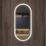 Mirrorsled Skaidrus veidrodis su LED priekiniu ap&scaron;vietimu 450x1000 (15mm) piliulė + mygtuku