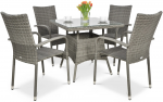 Lauko baldų komplektas FIESTA/LUGO 4+1, Dolphin Pilkas