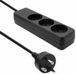 MicroConnect Dani&scaron;kas ilgintuvas, 3 krypčių, juodas, 5 m ilgio laidas