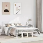 Lova Lovos rėmas be čiužinio, baltas, 135x190cm, pu&scaron;ies masyvas