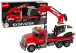 Lean Toys Žaislinis ekskavatorius su &scaron;viesos ir garso efektais LeanToys, raudonas