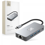 Tech-Protect HB05 HUB 9in1 USB-C + USB2.0 + USB3.0 + HDMI 4K 60HZ + SD / TF + PD100W + RJ45 adapteris - pilka