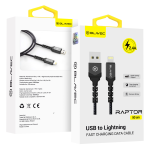 Blavec Raptor pintas kabelis &ndash; USB į Lightning &ndash; 2,4A 0,5 metro CarPlay (CRA-UL24BG05) juodas-pilkas