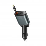 Joyroom JR-CCL07 3-in-1 Car Charger su Built-in Retractable kabelis – pilkos spalvos