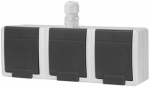 Elektro Plast Nasielsk 5043-65 AQUANT 2K trijų pavir&scaron;ių montuojamas lizdas su įžeminimu 3x2P+Z IP65 pilka 5043-65