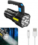Pakraunamas LED žibintas, prožektorius, galingas, atsparus vandeniui, USB įkrovimas